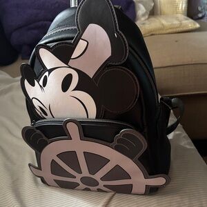 Loungefly Black and White Steamboat Willie Backpack